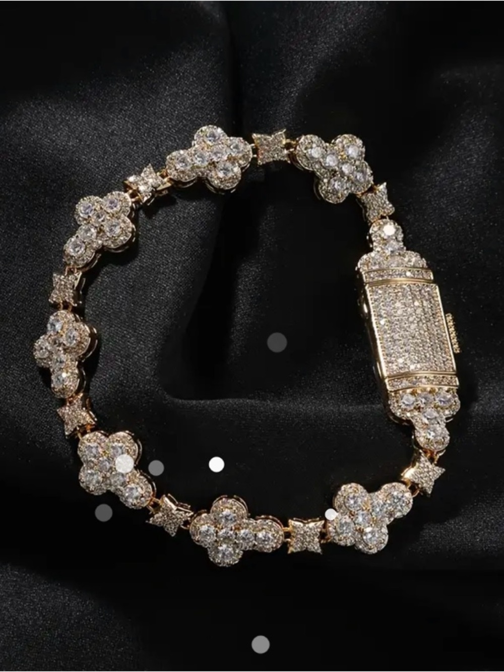 Gold Crystal Clover Link Bracelet - Women's Jewelry